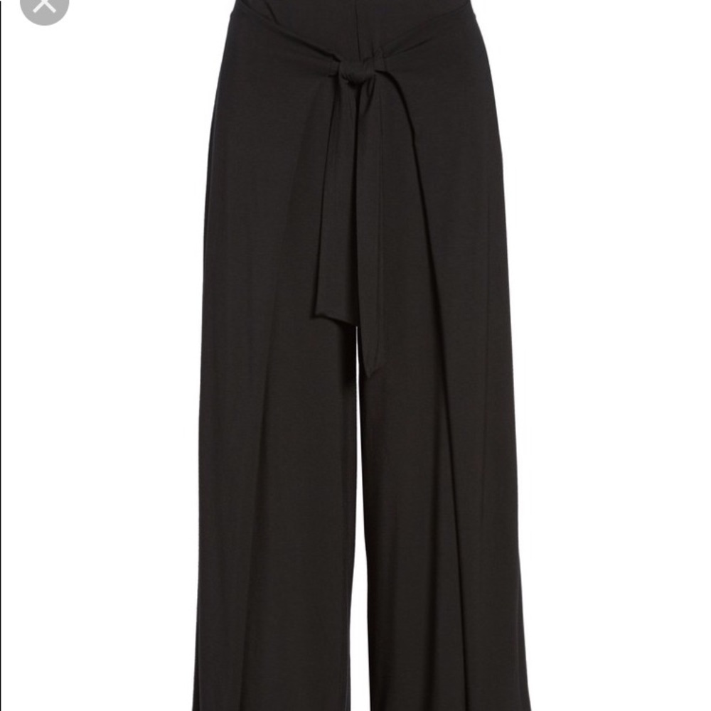 Soprano Black Front Tie Wide Leg Pant